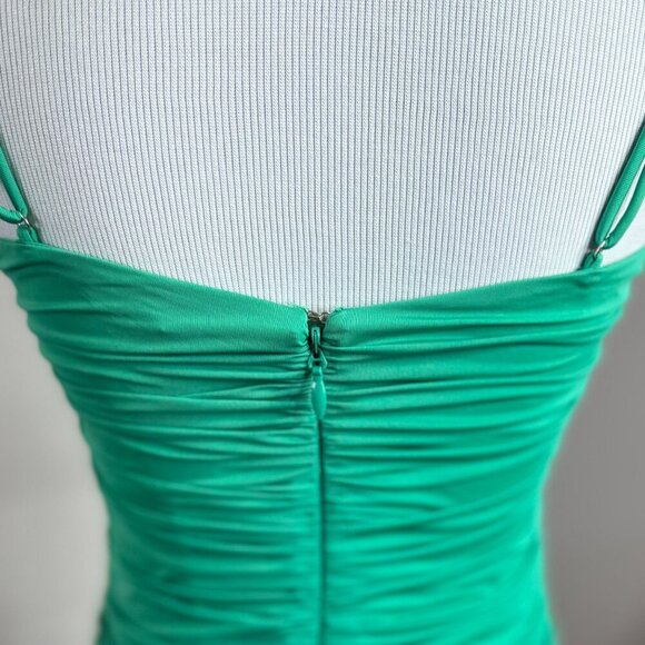 Kikiriki Ruched Bodycon‎ Mini Dress Womens M Party Kelly Green St Patrick's Day - Picture 4 of 10